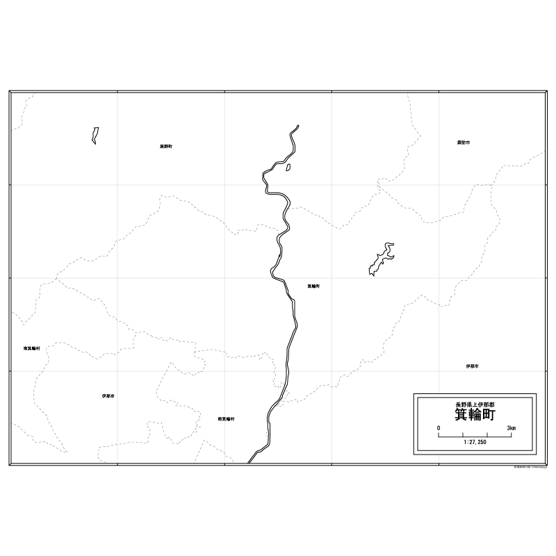 箕輪町の白地図のサムネイル