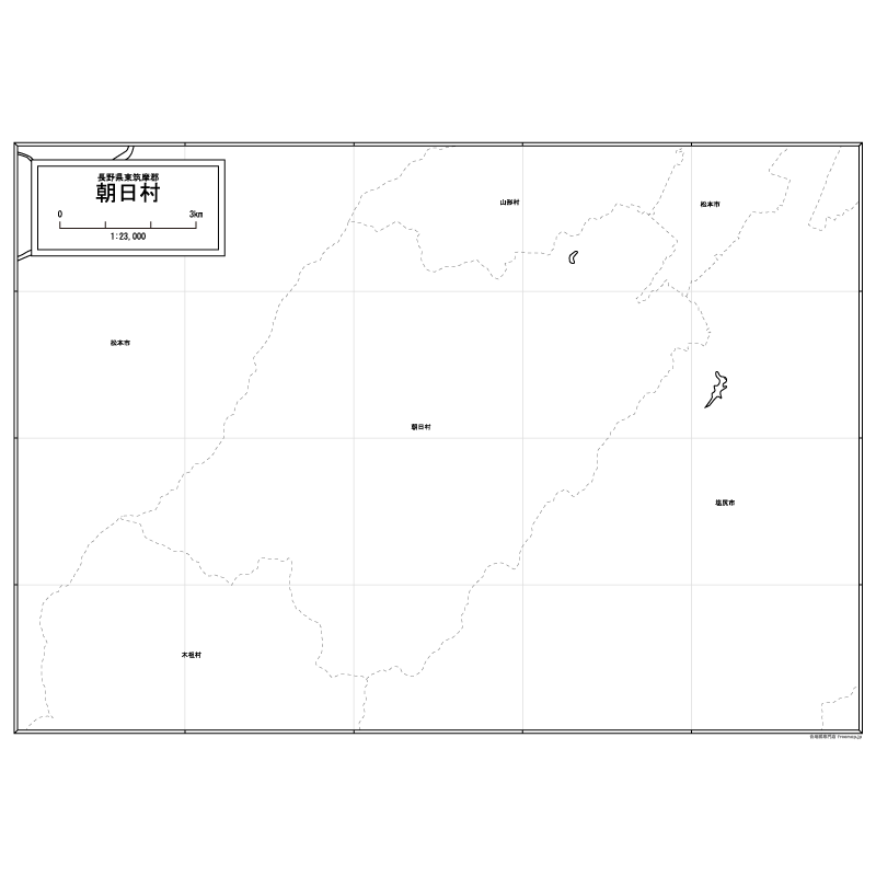 朝日村の白地図のサムネイル
