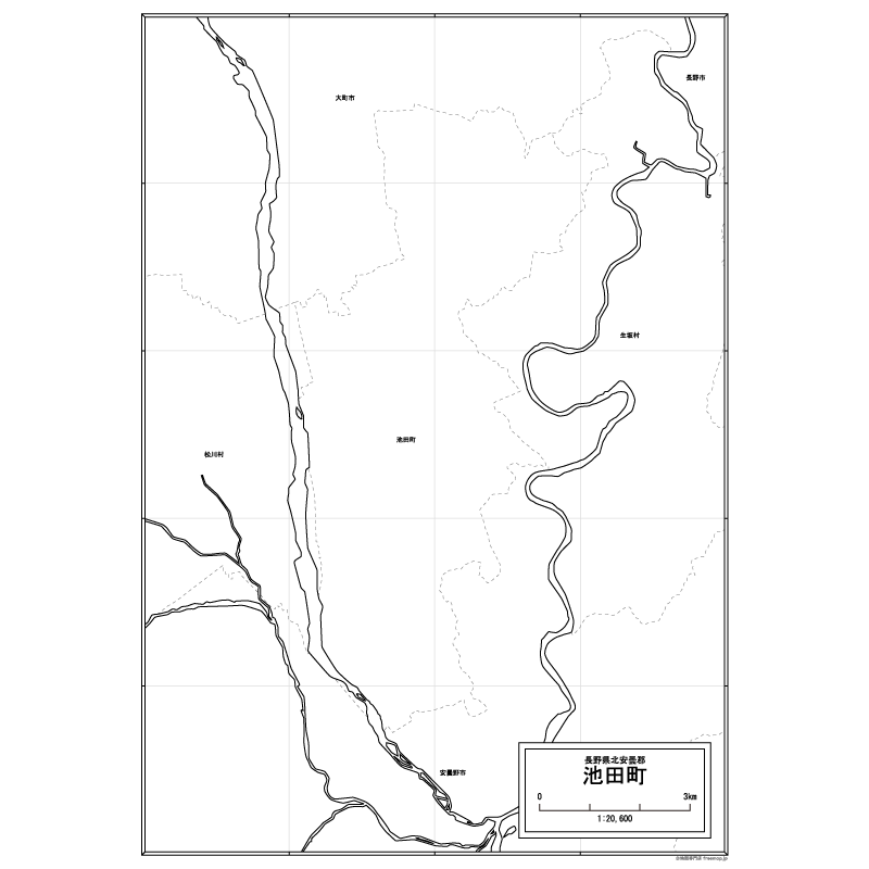 池田町の白地図のサムネイル