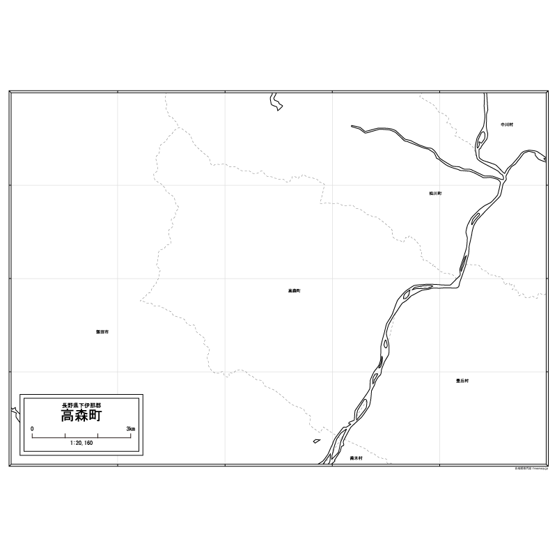 高森町の白地図のサムネイル