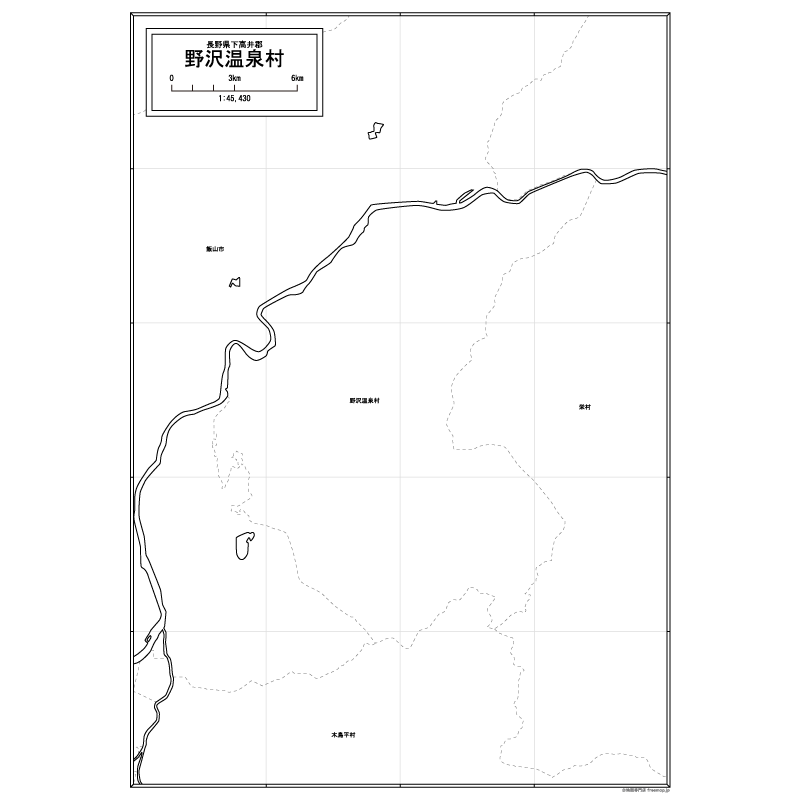 野沢温泉村の白地図のサムネイル