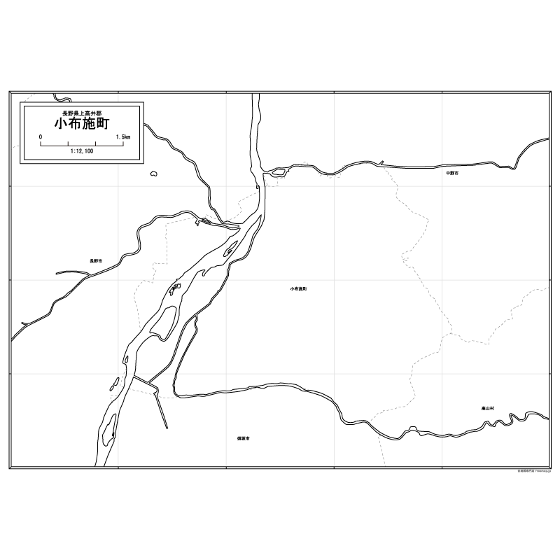 小布施町の白地図のサムネイル