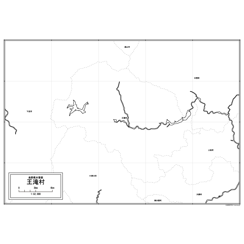 王滝村の白地図のサムネイル