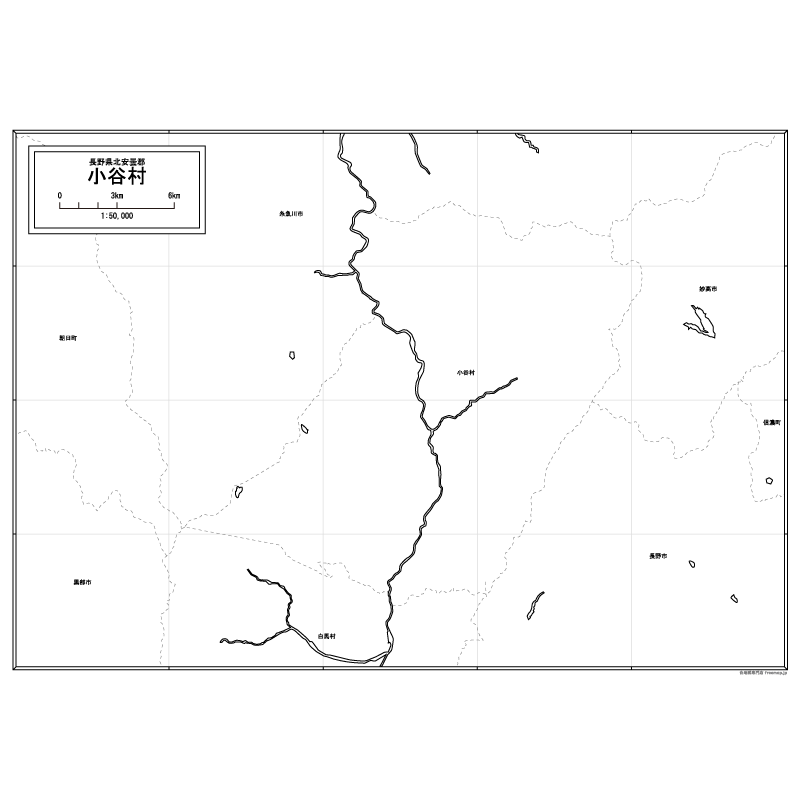 小谷村の白地図のサムネイル