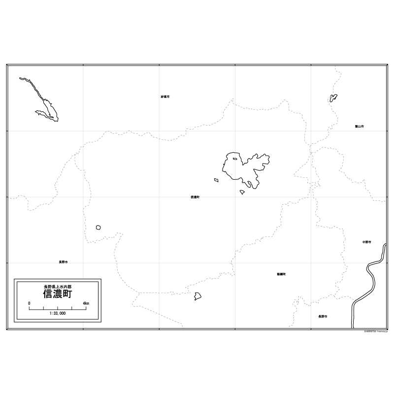 信濃町の白地図のサムネイル