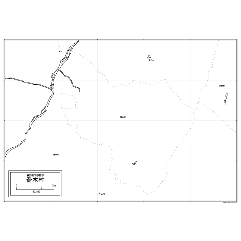 喬木村の白地図のサムネイル