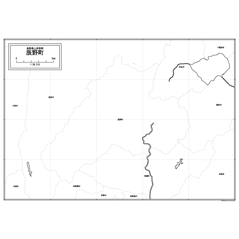 辰野町の白地図のサムネイル