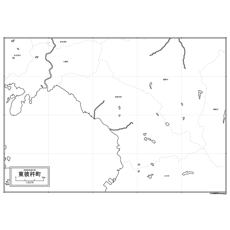 東彼杵町の白地図のサムネイル