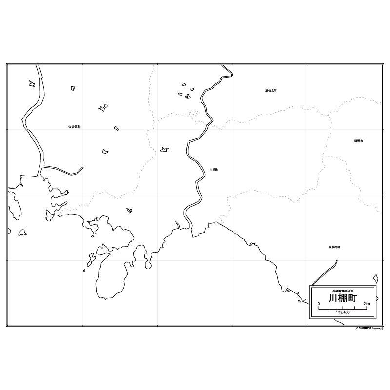 川棚町の白地図のサムネイル