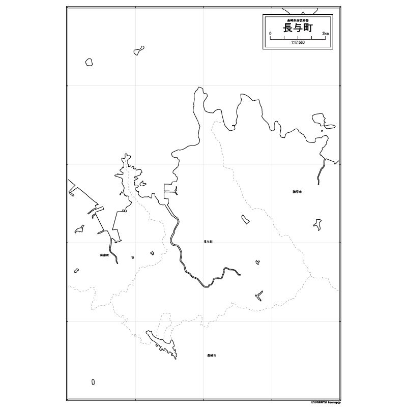 長与町の白地図のサムネイル
