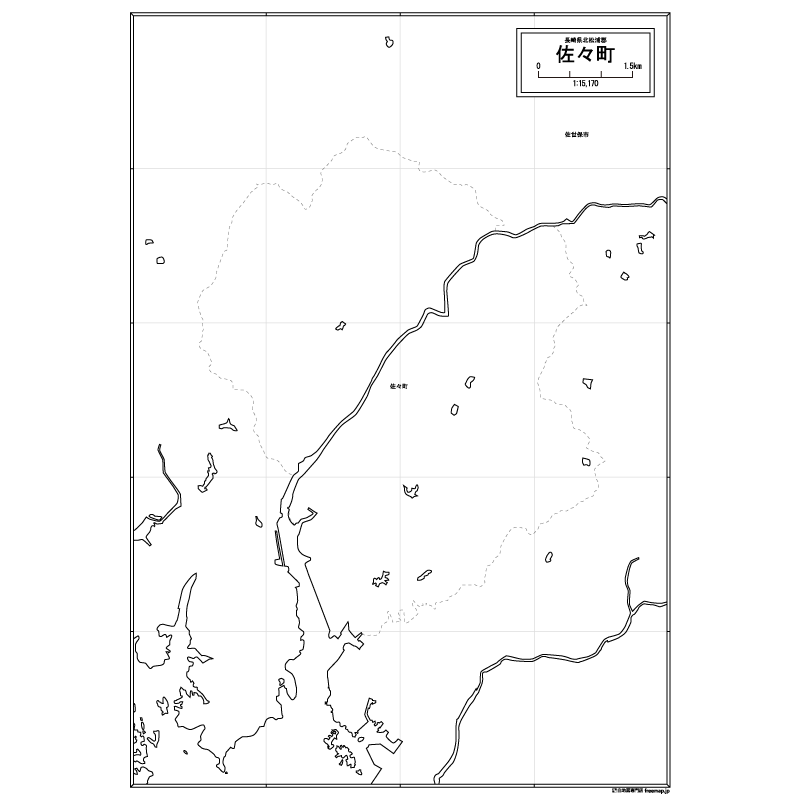 佐々町の白地図のサムネイル