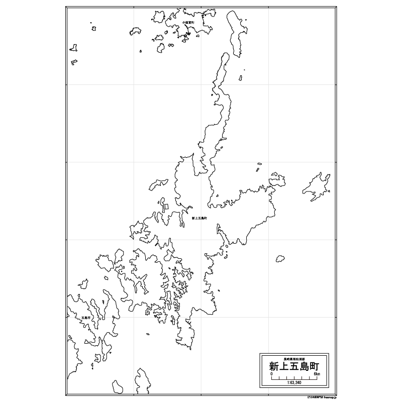 新上五島町の白地図のサムネイル