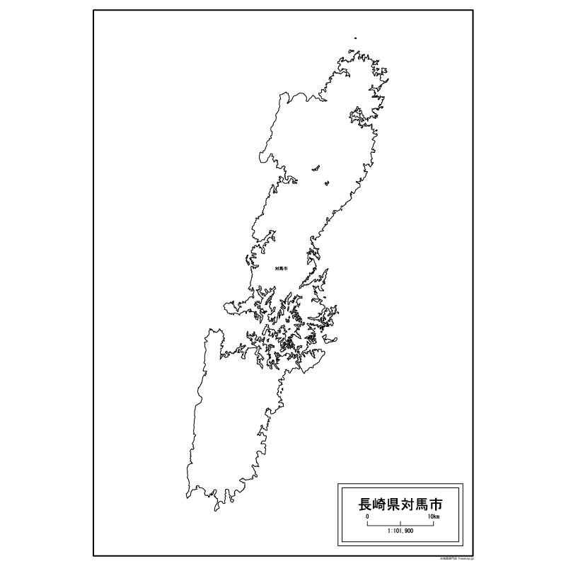 対馬市の白地図のサムネイル