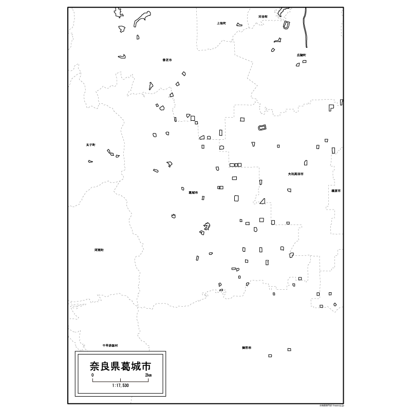 葛城市の白地図のサムネイル