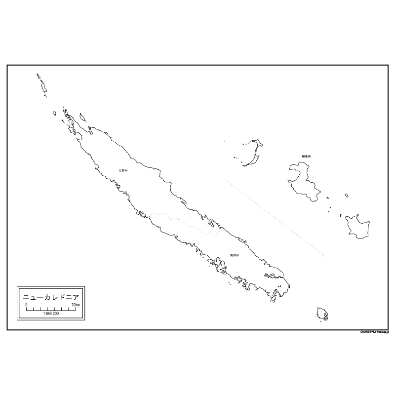 ニューカレドニアの白地図のサムネイル