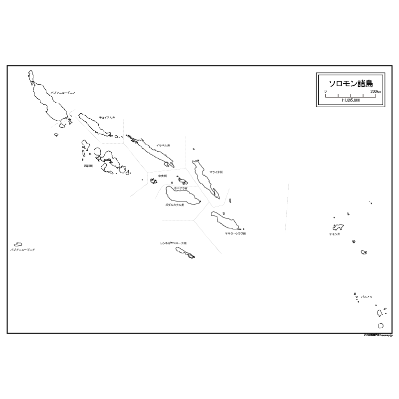 ソロモン諸島の白地図のサムネイル
