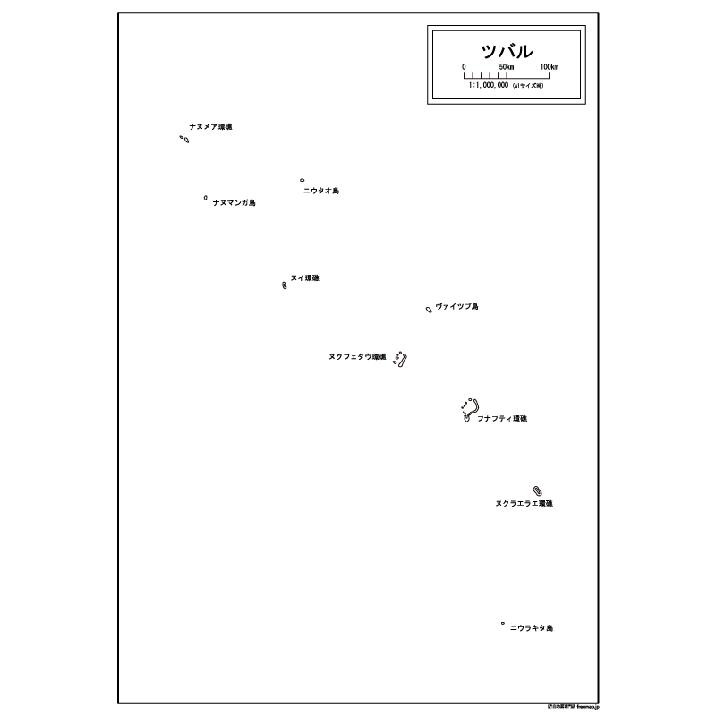 ツバルの白地図のサムネイル