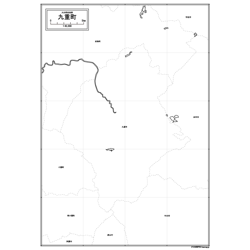 九重町の白地図のサムネイル