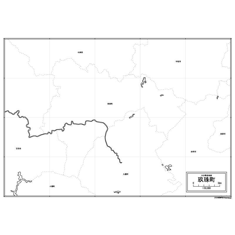 玖珠町の白地図のサムネイル