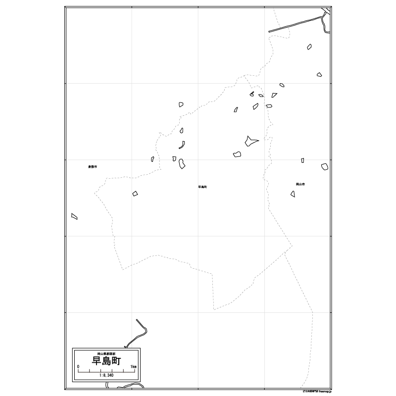 早島町の白地図のサムネイル
