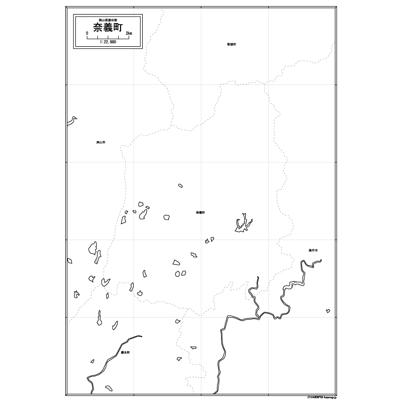 奈義町の白地図のサムネイル