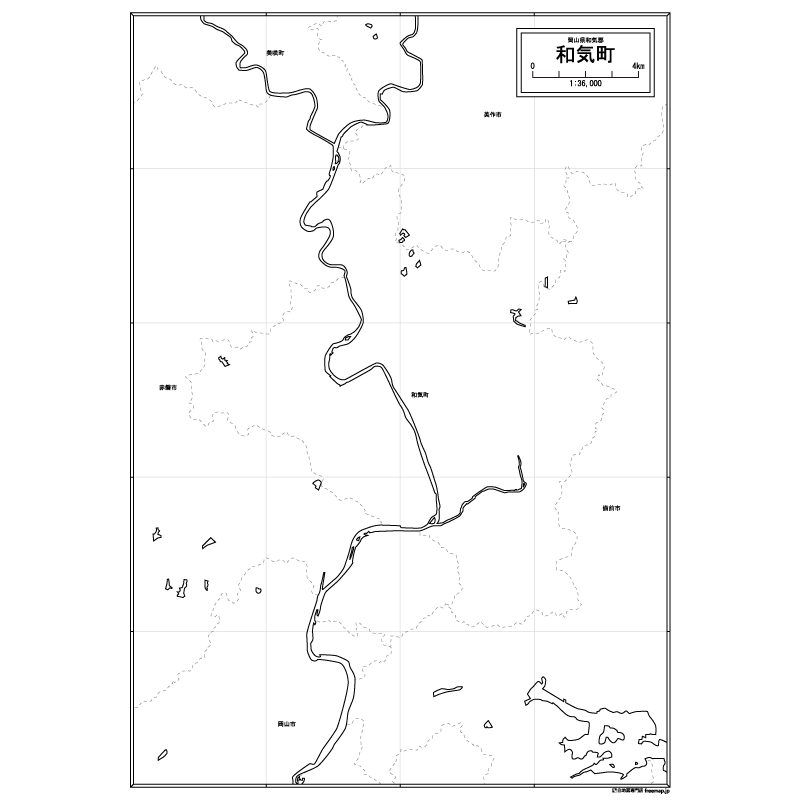 和気町の白地図のサムネイル