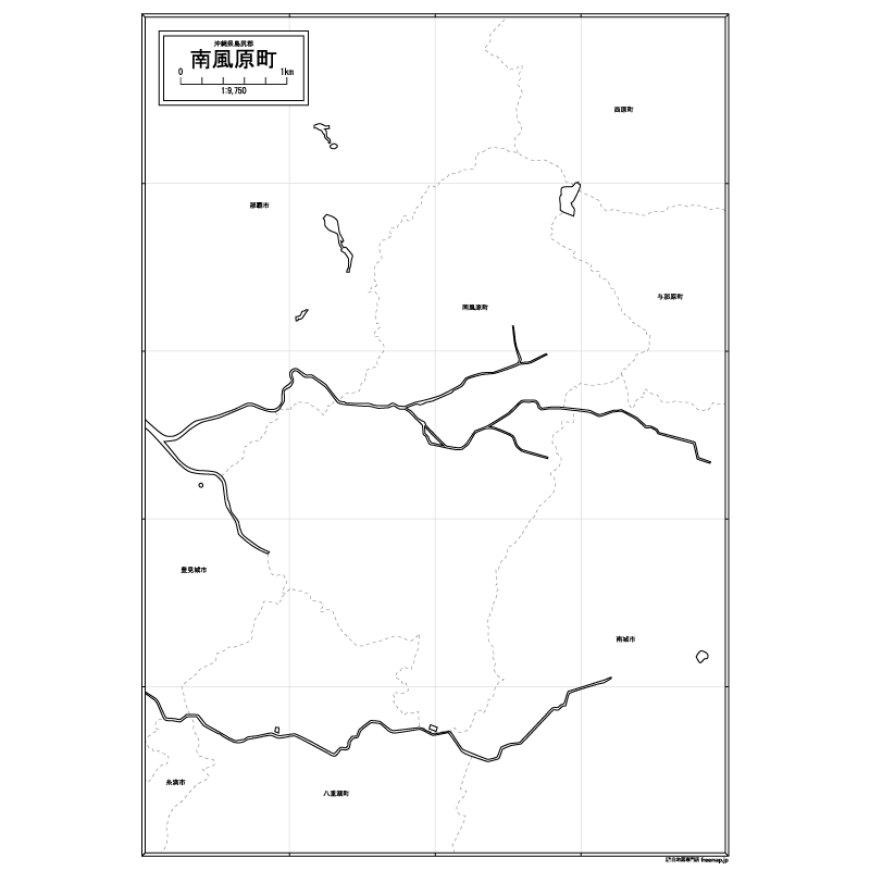 南風原町の白地図のサムネイル