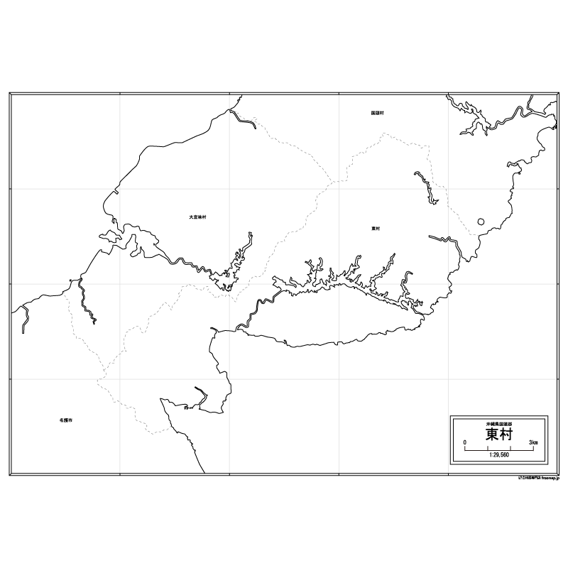 東村の白地図のサムネイル