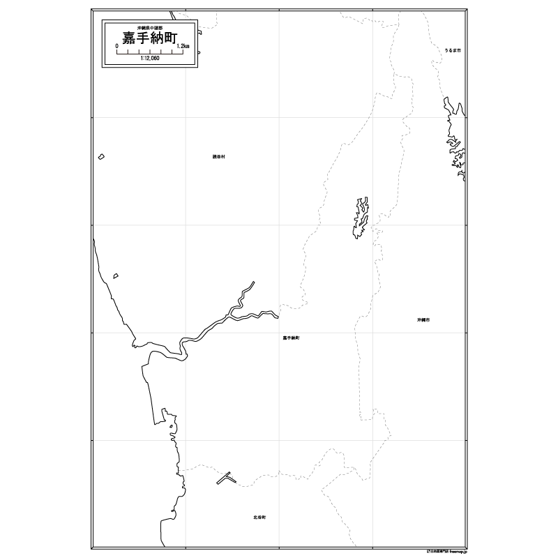 嘉手納町の白地図のサムネイル