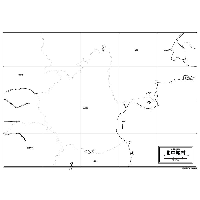 北中城村の白地図のサムネイル