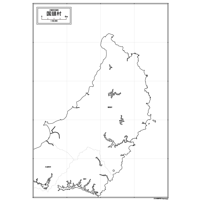 国頭村の白地図のサムネイル