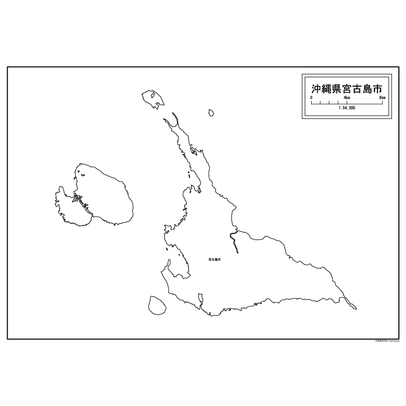 宮古島市の白地図のサムネイル