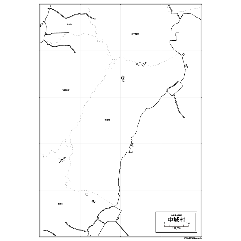 中城村の白地図のサムネイル