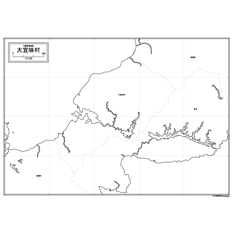 大宜味村の白地図のサムネイル