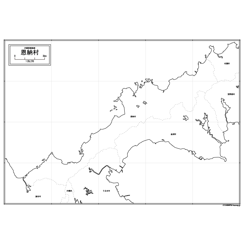 恩納村の白地図のサムネイル