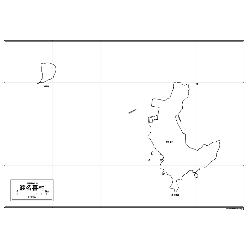 渡名喜村の白地図のサムネイル