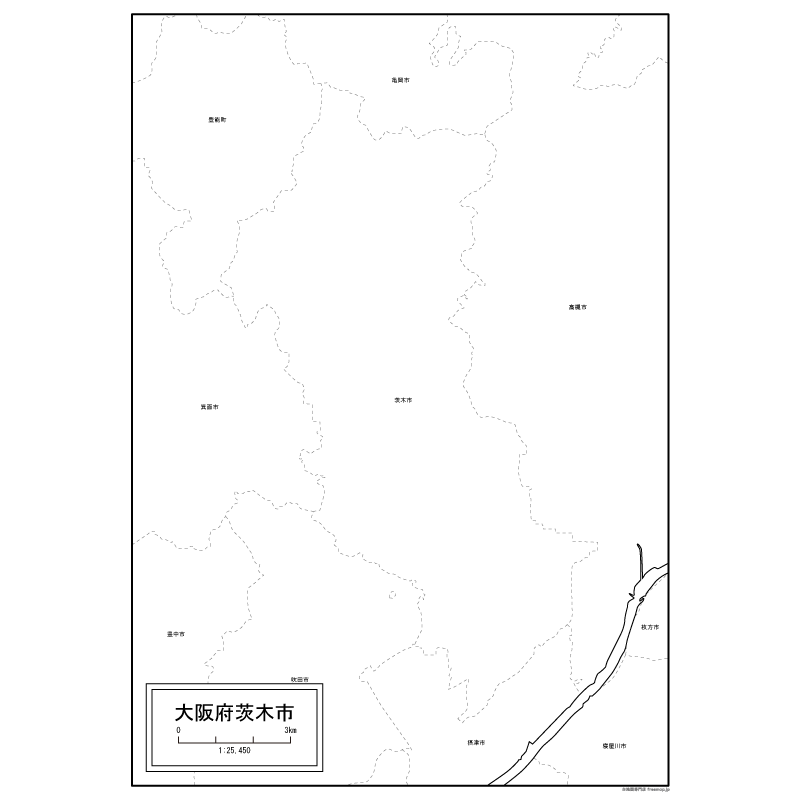 茨木市の白地図のサムネイル