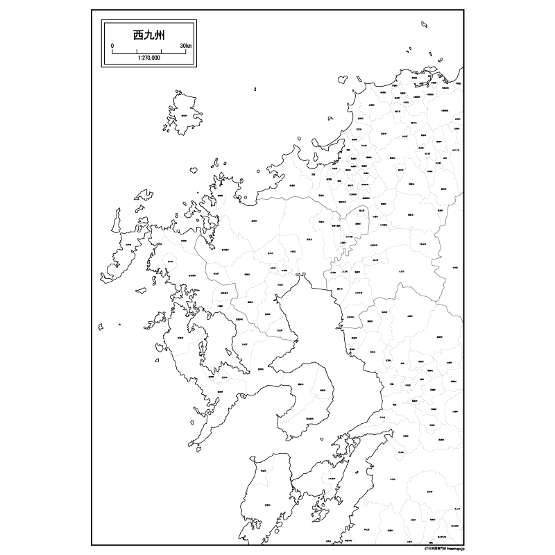 西九州の白地図のサムネイル