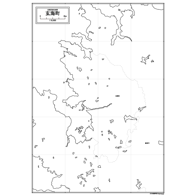 玄海町の白地図のサムネイル