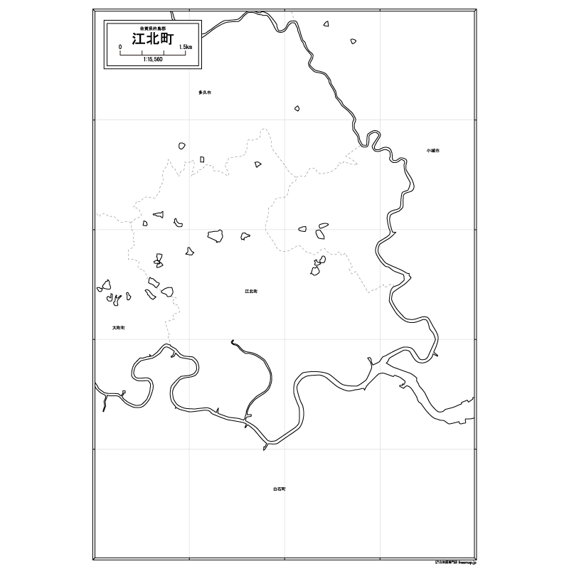 江北町の白地図のサムネイル