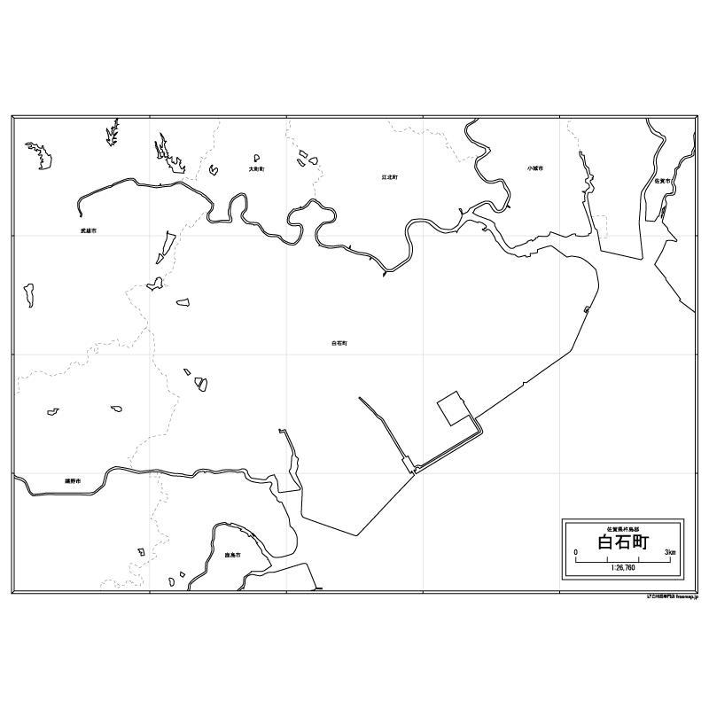 白石町の白地図のサムネイル