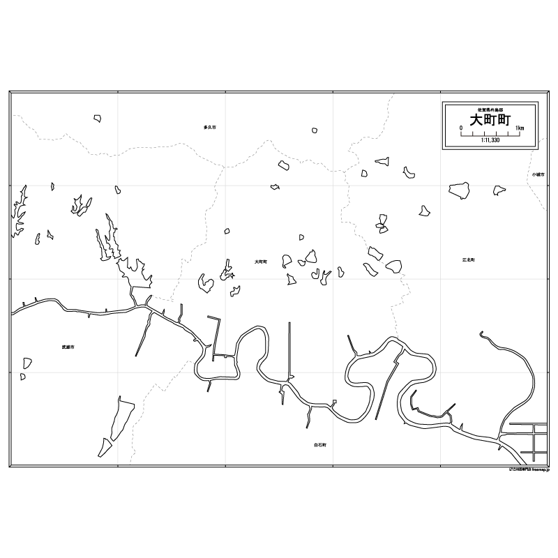 大町町の白地図のサムネイル