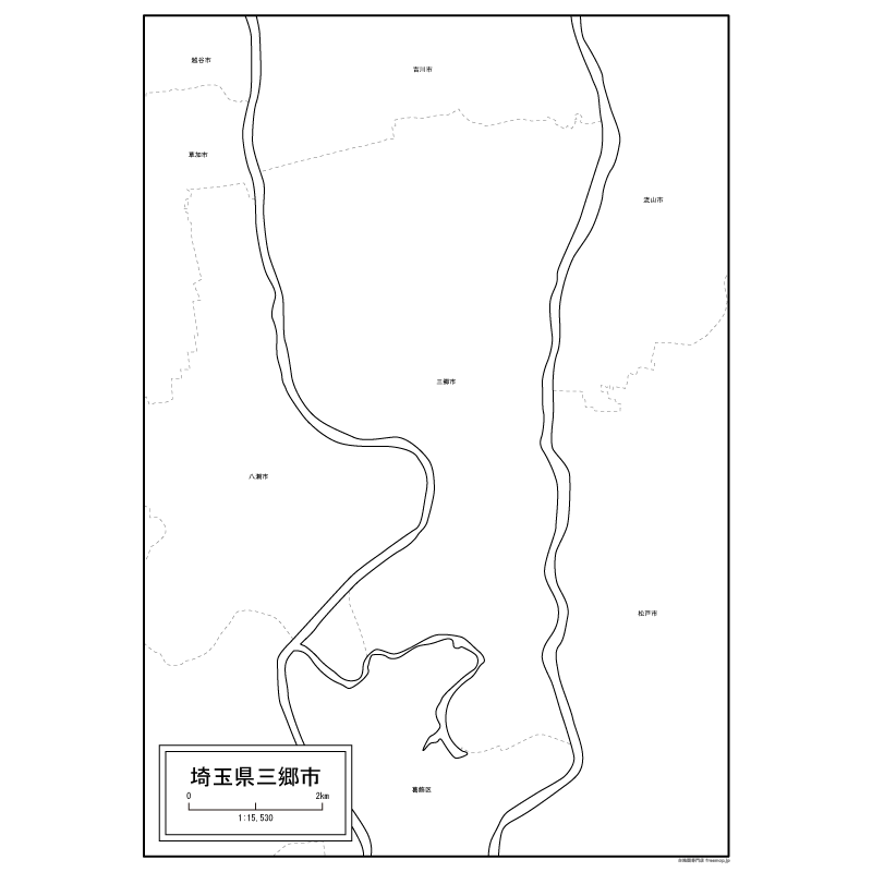 三郷市の白地図のサムネイル