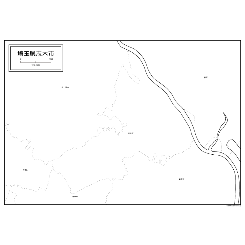 志木市の白地図のサムネイル
