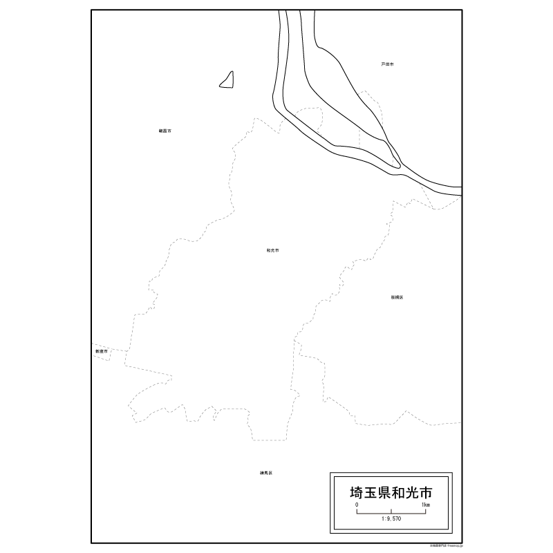 和光市の白地図のサムネイル
