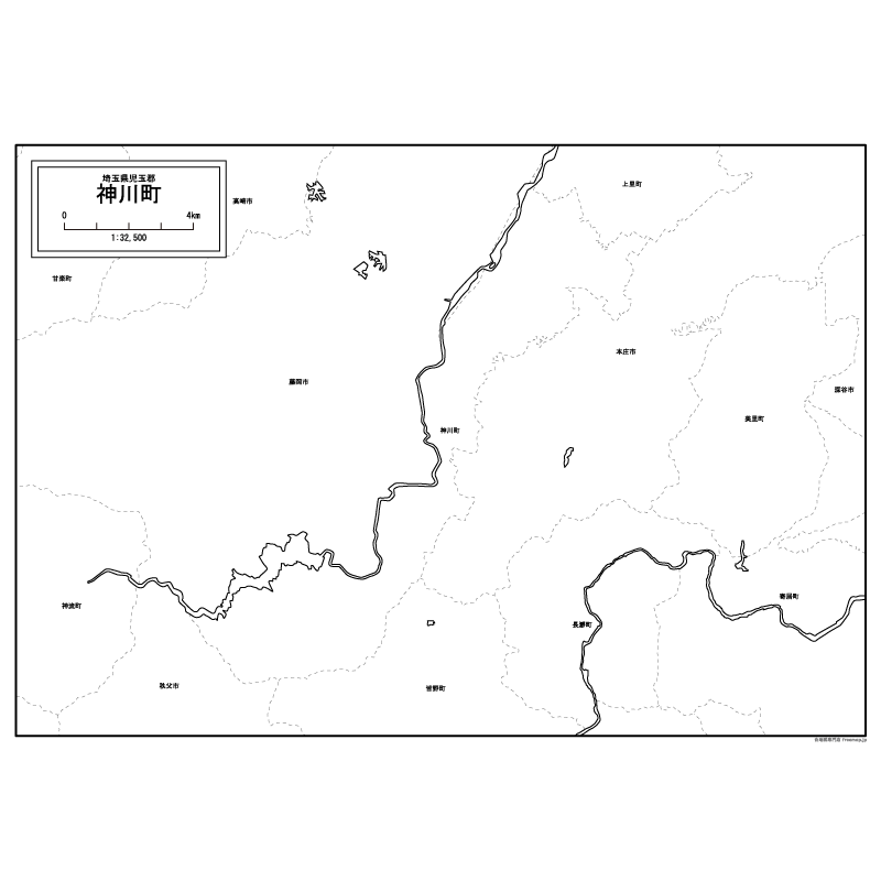 神川町の白地図のサムネイル