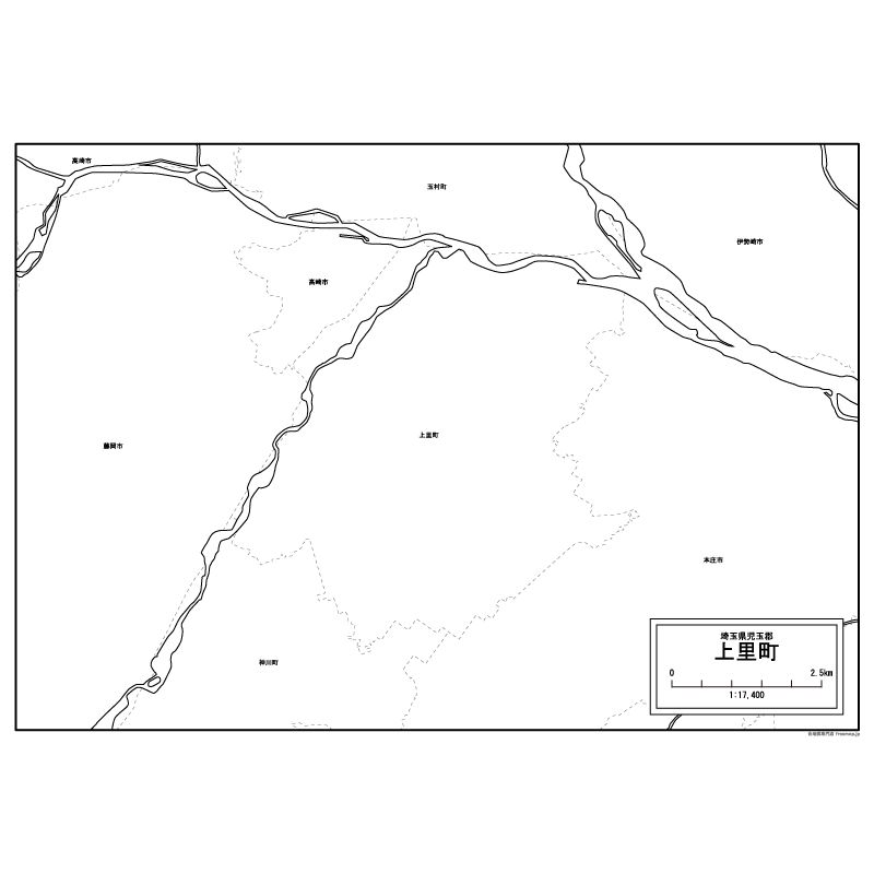 上里町の白地図のサムネイル