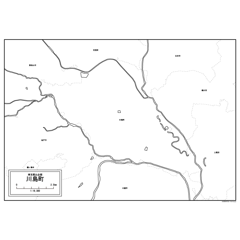 川島町の白地図のサムネイル