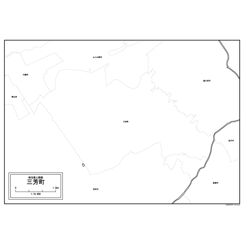 三芳町の白地図のサムネイル