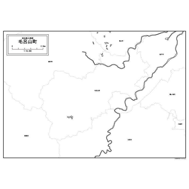 毛呂山町の白地図のサムネイル